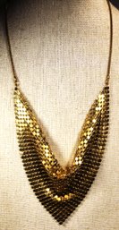 Whiting And Davis Style 1980s Gold Mesh Necklace