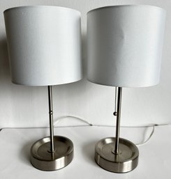 Pair Intertek Bedside Lamps With Outlets On Bases