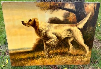 English Setter Pointer Oil Painting ~ Signed Andrew ~