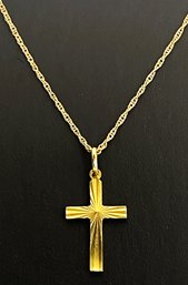 Lovely 14K Yellow Gold Cross On 8 Inch Necklace