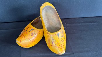 A Vintage Pair Of Dutch Shoes - Hand Painted