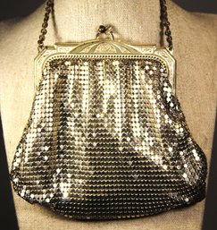 Signed Whiting And Davis Silver Tone Mesh Evening Bag Purse