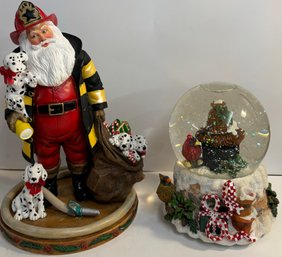 Danbury Mint Fireman Santa & Snowglobe