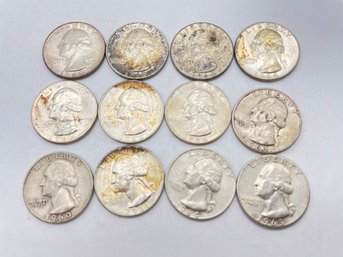 1960-1964, 12 X Washington Silver Quatres. (QD14)