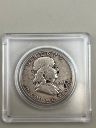 1951 Benjamin Franklin Silver Half Dollar In Plastic Case