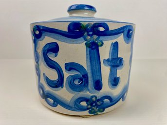 M. A. Hadley Pottery Salt Canister, Signed