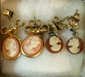 2 Pairs Of Cameo Earrings