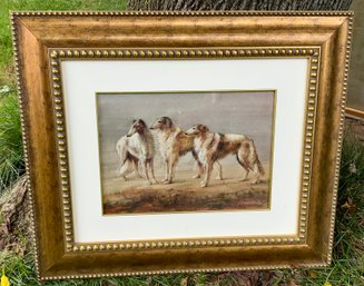 Framed Whipetts Watercolor ~ Signed Randy Burke ~