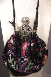 Art Deco Micro Glass Beaded Ladies Evening Bag Filigree Clasp As/is Conditoin