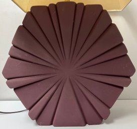 Vintage 1980s Textured Ceramic Purple Burst Table Lamp - 27.5 H X 15.5 X 6 - Large Base