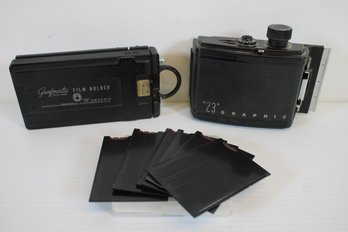 Vintage Graphic 23 Roll Film Adapter Back. 1 Grafmatic 23 Film Holder In Great Condition