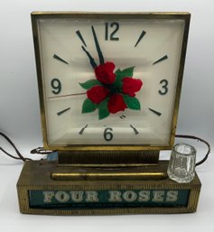 Vintage Four Roses Clock With Four Roses Shot Glass