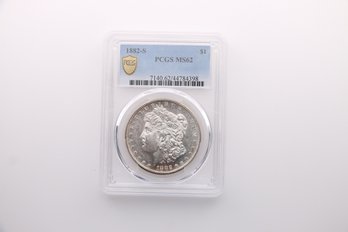 1882 S Pcgs Ms62 Silver Morgan Dollar Coin