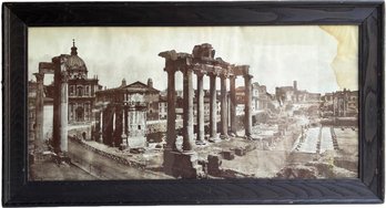 An Antique Roman Forum Print - Manz Lithos - Wate StainOn Right Side