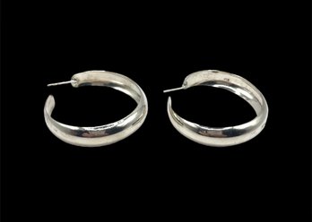 Vintage Sterling Silver Large Lightweight Hoop Earrings