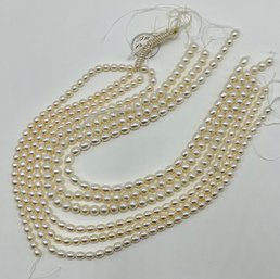 7 Strands Fresh Water Matched Oval Pearls, Longest Is 16 Inches