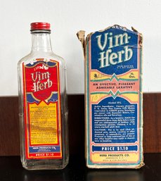 Vintage 1950's Vim Herb Patent Medicine Bottle & Box