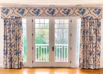 A Custom Valence And Draperies High-End Toile Shell Motif Print