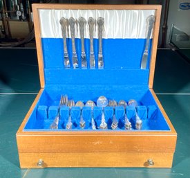 Assorted Vintage Silver Plated Flatware In Wood Box