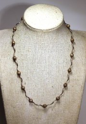 Vintage 17' Long Sterling Silver Necklace W Beads And Twisted Links