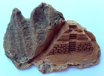 MINIATURE CARVED SOUTH AMERICAN PYRAMID: Vintage Lightweight Wood, Aztec, Latin America