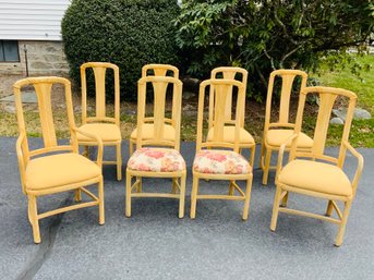 Set Of Eight Art Deco Style Painted Faux Bamboo Dining Chairs
