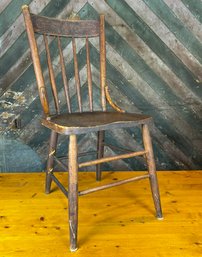 Vintage Primitive  Farmchair With Carved Top Rail