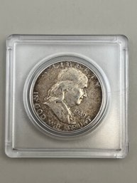 1949 Benjamin Franklin Silver Half Dollar In Plastic Case