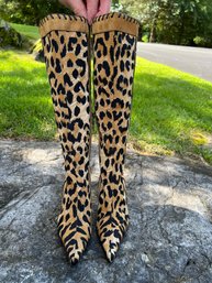 Casadei Tall Animal Print Boots Size 6.5B