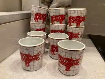 World Market Chinese New Year-Year Of The Bull Gold Rim Porcelain Cups