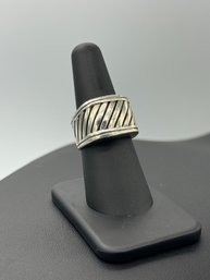 Modernist Cable Cigar Band Sterling Silver Ring