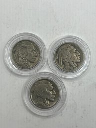 3 Buffalo Nickels 1935, 1935-D, 1935-S