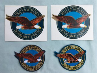 2 Vintage Pratt & Whitney Aircraft Sticker Decals & 2 Vintage Pratt & Whitney Patches