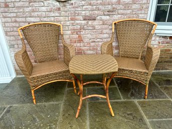 Resin Wicker And Bamboo Style Outdoor Seating Set