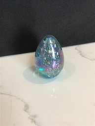 Signed Turquoise Egg Paperweight