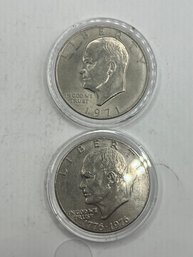 2 Eisenhower Dollars 1971, 1976