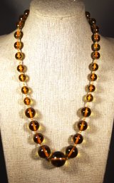 Vintage Lucite Bakelite Plastic Translucent Beaded Necklace 18' Long 1920s