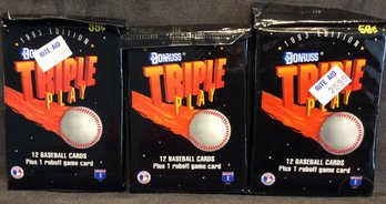 (3) 1993 Donruss Triple Play Sealed Foil Packs - M