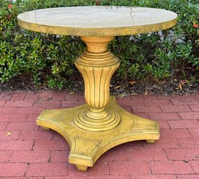 A Hollywood Regency Pedestal Side Table With Faux Painted Top