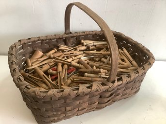 Vintage Basket Full Of Clothes Pins