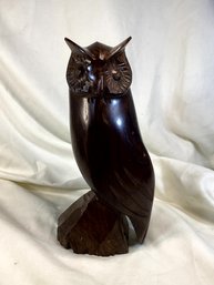 Vintage Hand Carved Ironwood Horned Owl Decorative Figurine