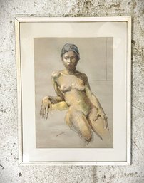 Lovely Lounging Nude Woman Signed D. Stockman- Framed And Matted