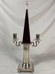 Silver Candelabra Obelisk Candlestick Holder SP C2000 9x19.5in