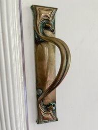 A Pair Of Antique Solid Brass Art Deco Door Handles