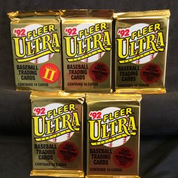 (5) 1992 Fleer Ultra Baseball Series 2 Sealed Foil Packs - M