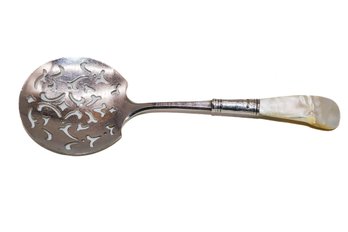 Antique Sterling Silver With Mother Of Pearl Serving Spoon - 57 Grams