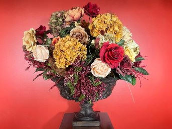 A Large High Quality Faux Floral Arrangement In Neoclassical Urn