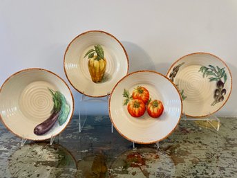 Set Of 4 Williams Sonoma Jardin Potager Pasta Bowls, Made In Italy