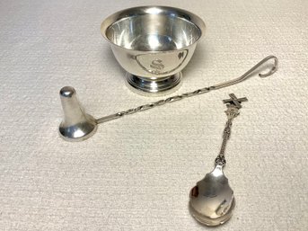 Vintage Poole Revere Bowl & Candle Snuffer, Sterling, Plus