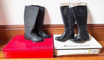 2 Pairs Women's Tall Black Boots: Etienne Aigner & Aerosoles, Sizes 6.5 & 7